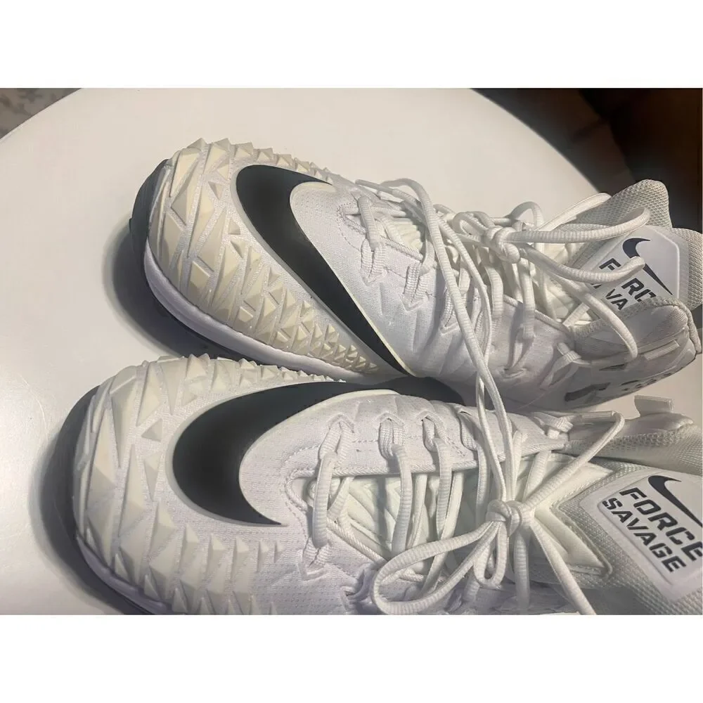 Nike Mens Size 15 Force Savage Rubber Football Cleats Cream White Black Athletic